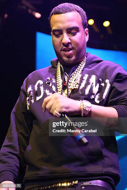 French Montana performs at The Conglomerate and Hot 97 Present "Busta Rhymes and Friends: Hot For The Holiday" concert at Prudential Center on...