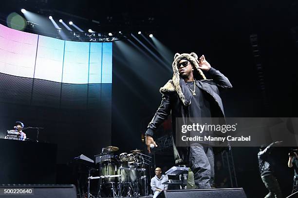 Jeremih performs at The Conglomerate and Hot 97 Present "Busta Rhymes and Friends: Hot For The Holiday" concert at Prudential Center on December 5,...