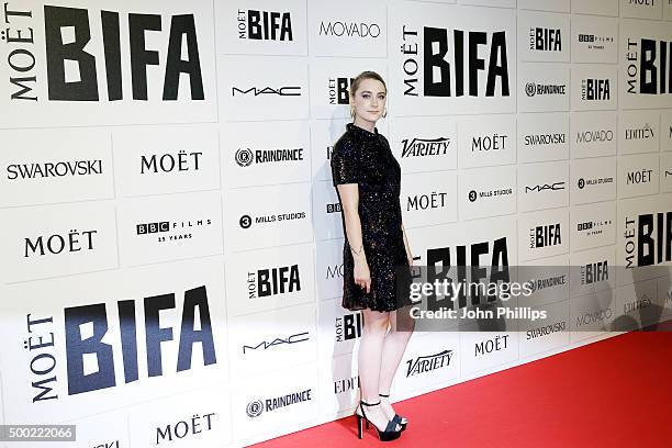 Saoirse Ronan arrives at The Moet British Independent Film Awards 2015 at Old Billingsgate Market on December 6, 2015 in London, England.