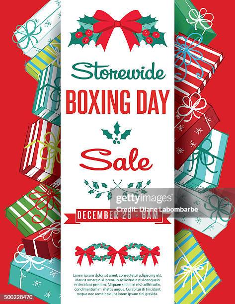 gift boxes christmas sale ad template - christmas savings stock illustrations