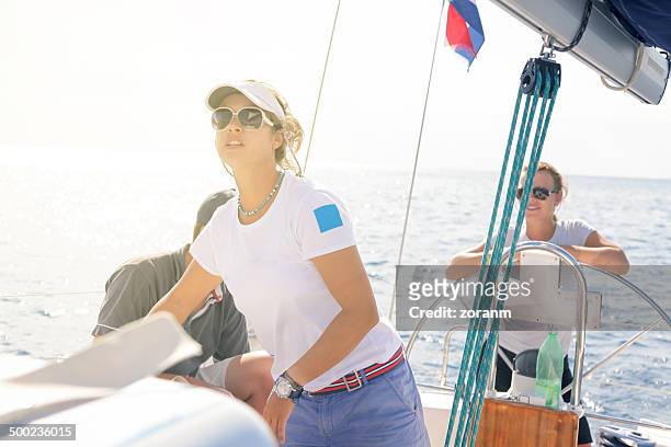 sailing - sailing tacking stockfoto's en -beelden