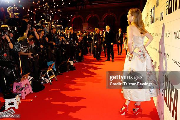 Agyness Deyn arrives at The Moet British Independent Film Awards 2015 at Old Billingsgate Market on December 6, 2015 in London, England.