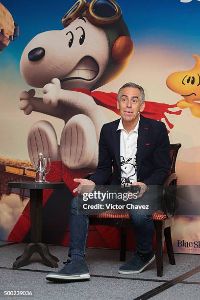 Film director Steve Martino attends a press conference to promote the new film "The Peanuts Movie" at Four Seasons Hotel on December 6, 2015 in...