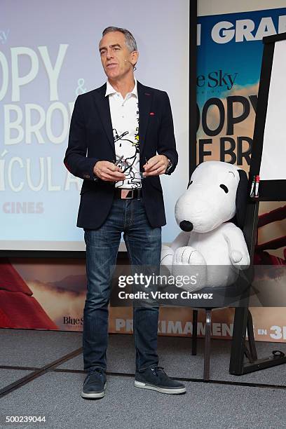 Film director Steve Martino attends a press conference to promote the new film "The Peanuts Movie" at Four Seasons Hotel on December 6, 2015 in...