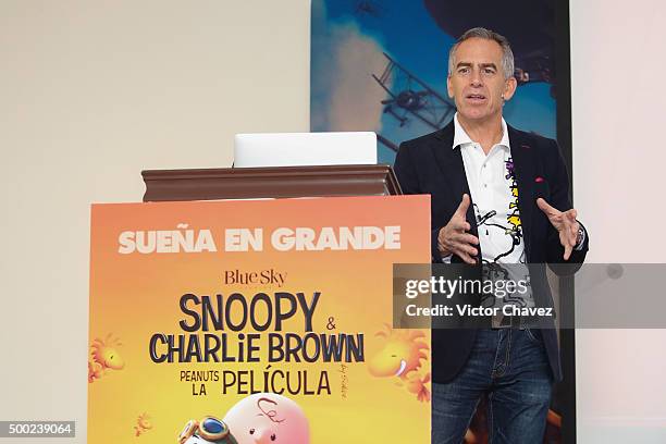 Film director Steve Martino attends a press conference to promote the new film "The Peanuts Movie" at Four Seasons Hotel on December 6, 2015 in...