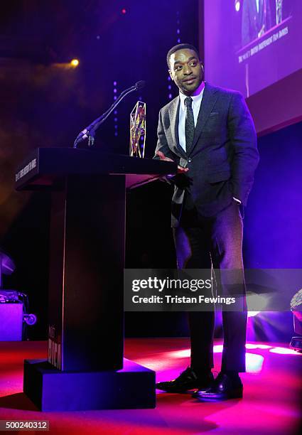 Actor Chiwetel Ejiofor onstage as he accepts the Richard Harris Award at The Moet British Independent Film Awards 2015 at Old Billingsgate Market on...