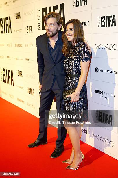 Director Ruben Ostlund and guest arrive at The Moet British Independent Film Awards 2015 at Old Billingsgate Market on December 6, 2015 in London,...