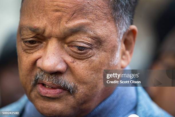 Reverend Jesse Jackson leads demonstrators down State Street to protest the death of Laquan McDonald and the alleged cover-up that followed on...