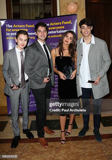 Actors Hayden Byerly, David Lambert, Maia Mitchell and Noah Centineo attend The Actors Fund's 2015 Looking Ahead Awards at Taglyan Cultural Complex...