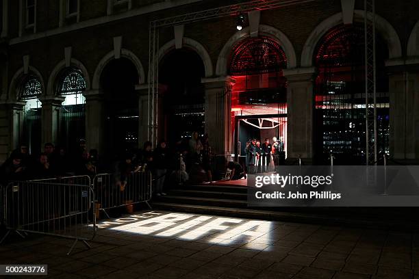 General views of atmosphere outside The Moet British Independent Film Awards 2015 at Old Billingsgate Market on December 6, 2015 in London, England.