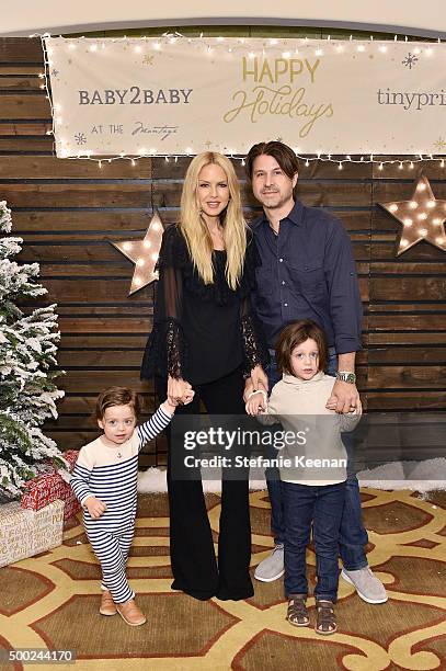 Designer Rachel Zoe, Rodger Berman and children attend the Baby2Baby Holiday Party Presented By Tiny Prints At Montage Beverly Hills on December 6,...