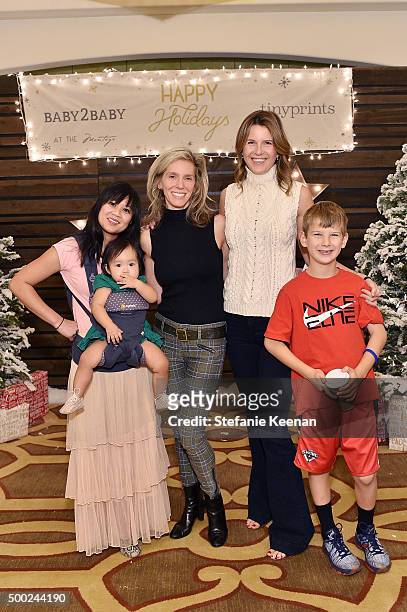 Joy Cho, Coco Cho, Jane Buckingham, Candace Nelson and Charlie Nelson attend the Baby2Baby Holiday Party Presented By Tiny Prints At Montage Beverly...