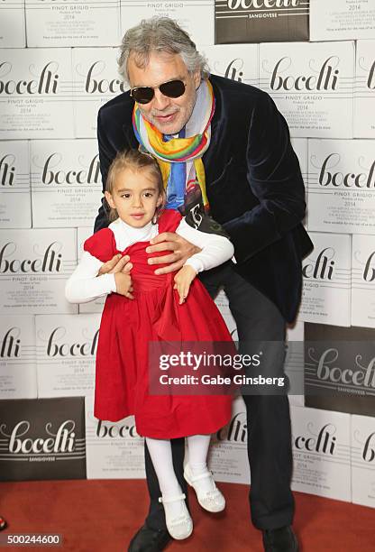 Virginia Bocelli and her father, singer Andrea Bocelli, attend an unveiling of a life-sized statue of Andrea Bocelli at the Cleveland Clinic Lou Ruvo...