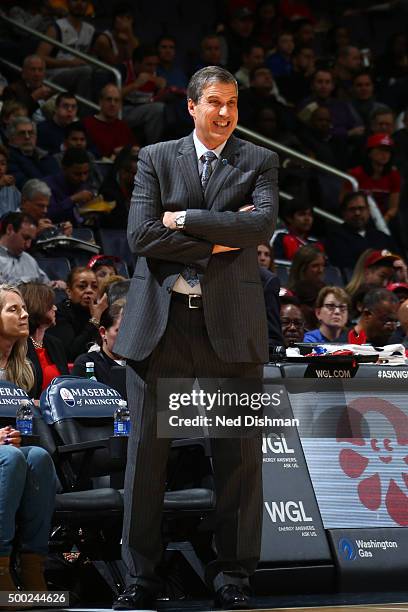 Randy Wittman of the Washington Wizards is seen during the game against the Dallas Mavericks on December 6, 2015 at Verizon Center in Washington, DC....