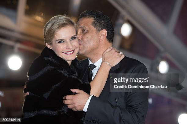 Melita Toscan du Plantier and Noureddine Lakhmari attends the tribute to Canadian cinema during the 15th Marrakech International Film Festival on...