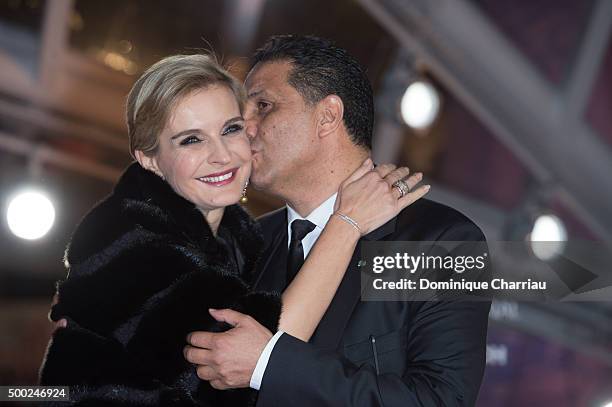 Melita Toscan du Plantier and Noureddine Lakhmari attends the tribute to Canadian cinema during the 15th Marrakech International Film Festival on...