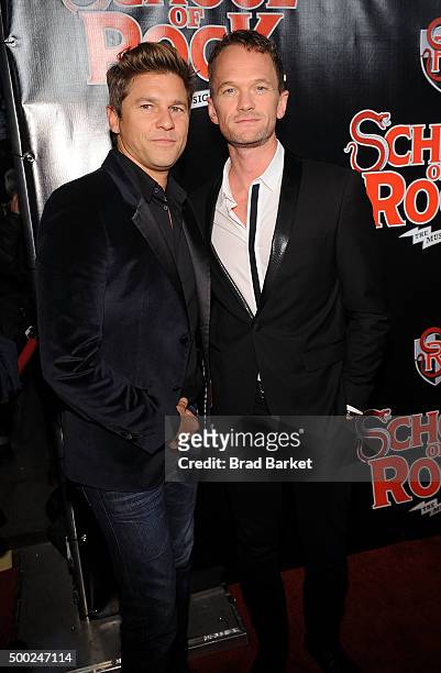 David Burtka and Neil Patrick Harris attend the "School Of Rock" Broadway opening night at Winter Garden Theatre on December 6, 2015 in New York City.