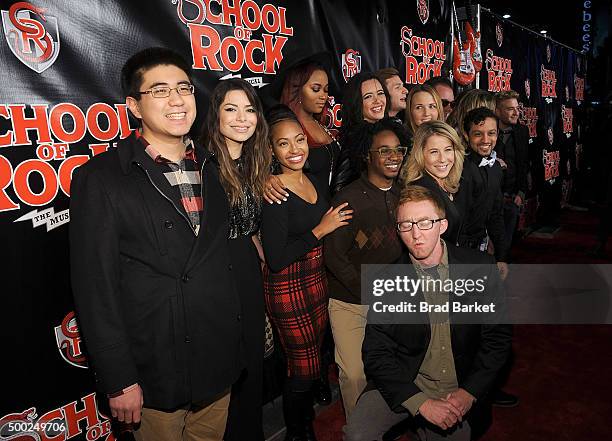 The cast of "School of Rock" the movie attend the "School Of Rock" Broadway opening night at Winter Garden Theatre on December 6, 2015 in New York...