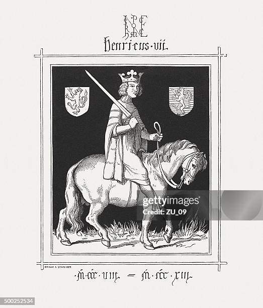 ilustraciones, imágenes clip art, dibujos animados e iconos de stock de enrique vii, emperador romano, publicado en 1876 - henry vii of england