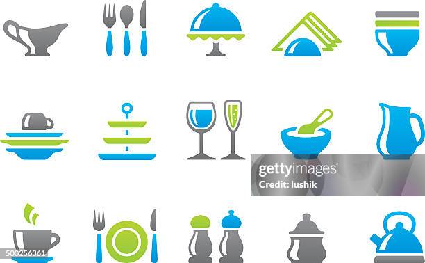stampico icons - dishware - gravy boat stock illustrations