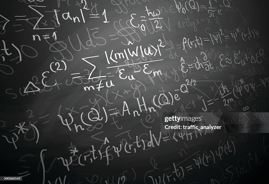 Quantum physics Formeln auf Tafel