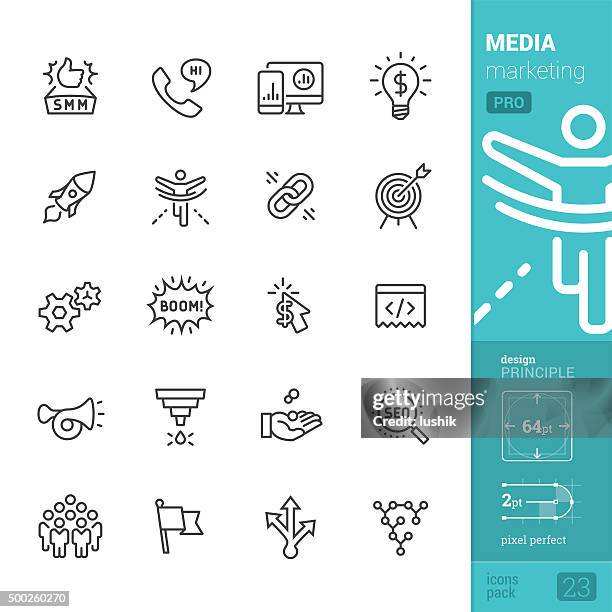 social media marketing related vector icons - pro pack - hyperlink stock illustrations