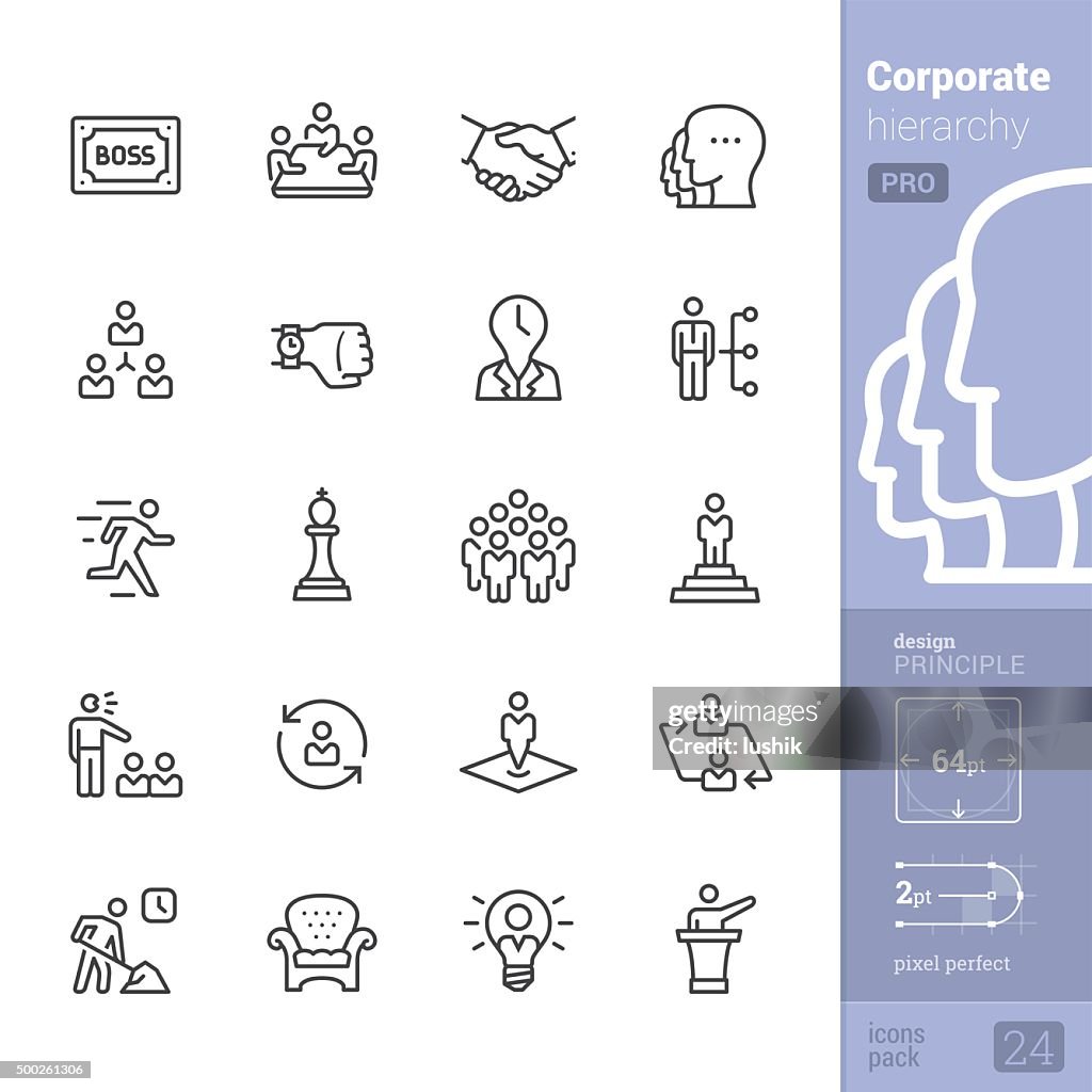 企業の階層関連のベクトルのアイコンをパック-PRO