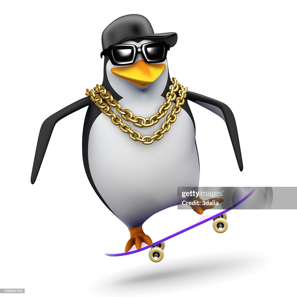 Peengii Rapper 3d Rapper Penguin On A Skateboard High-Res Stock Photo - Getty Images