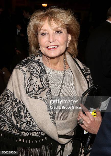 Barbara Walters poses at the Opening Night of "School of Rock" on Broadway at The Winter Garden Theatre on December 6, 2015 in New York City.