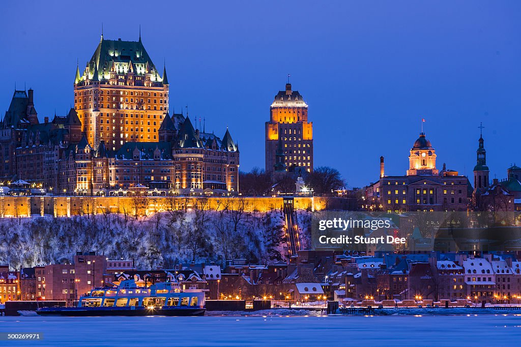 City skyline at night/twilight, Quebec City