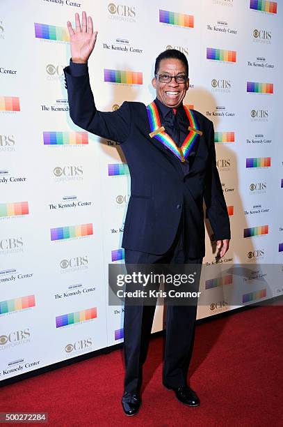 Musician Herbie Hancock arrives at the 38th Annual Kennedy Center Honors Gala at the Kennedy Center for the Performing Arts on December 6, 2015 in...