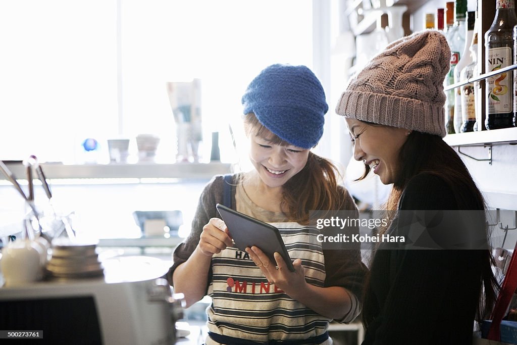 Women working at cafe