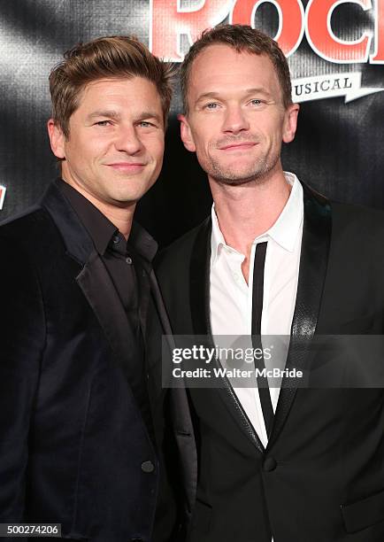 David Burtka and Neil Patrick Harris attend the Broadway opening night performance of 'School of Rock' at the Winter Garden Theatre on December 6,...