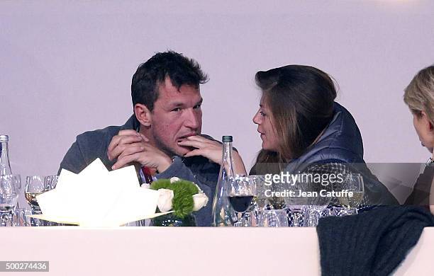Benjamin Castaldi and his girlfriend Aurore Aleman attend day three of the Longines Paris Masters 2015 held at the Paris-Nord Villepinte Exhibition...
