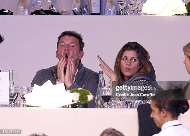 Benjamin Castaldi and his girlfriend Aurore Aleman attend day three of the Longines Paris Masters 2015 held at the Paris-Nord Villepinte Exhibition...