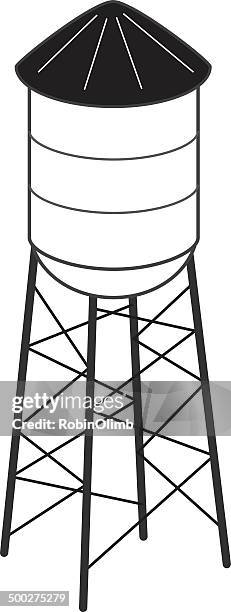 black and white water tower - water tower storage tank stock illustrations