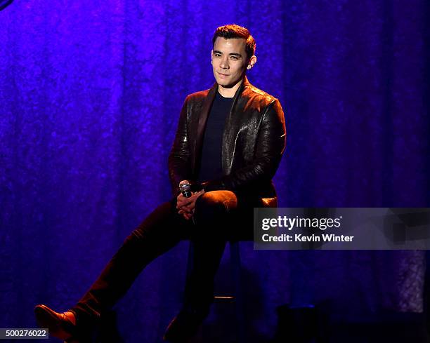 Actor/singer Conrad Ricamora performs onstage during TrevorLIVE LA 2015 at Hollywood Palladium on December 6, 2015 in Los Angeles, California.