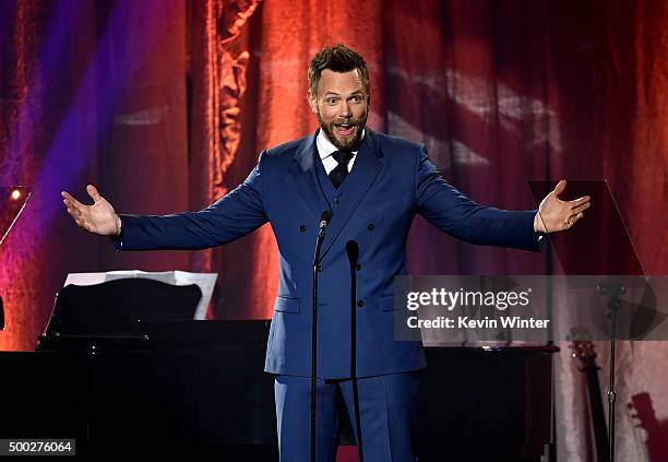 Host Joel McHale speaks onstage during TrevorLIVE LA 2015 at Hollywood Palladium on December 6, 2015 in Los Angeles, California.