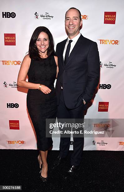 Actors Julia Louis-Dreyfus and Tony Hale attend TrevorLIVE LA 2015 at Hollywood Palladium on December 6, 2015 in Los Angeles, California.