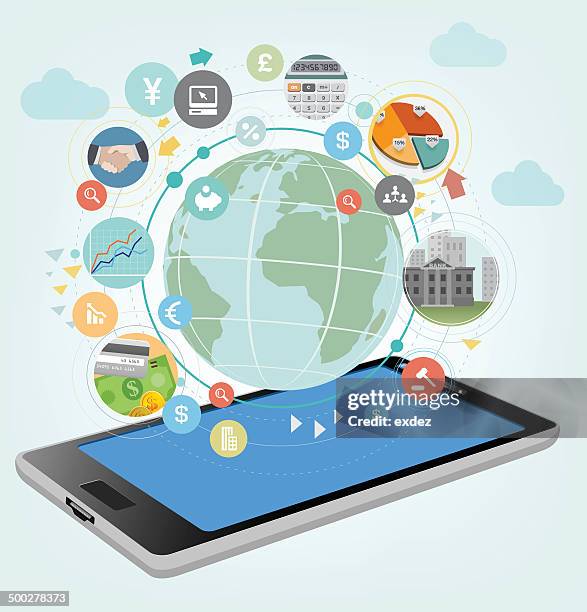 smartphone for business - market expertise stock illustrations