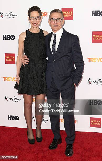 Executive Director and CEO of The Trevor Project Abbe Land and HBO president of programming and Honoree Michael Lombardo attend TrevorLIVE LA at...