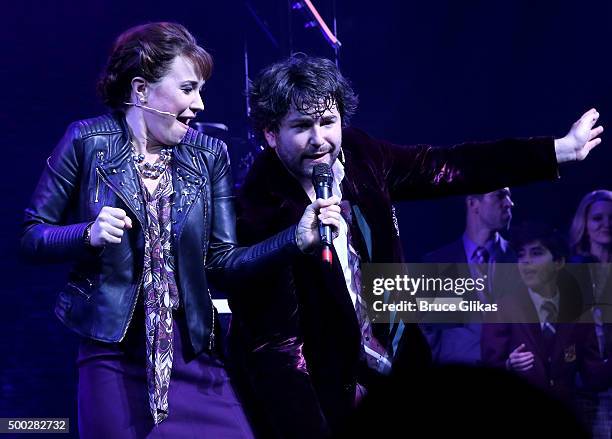 Sierra Boggess and Alex Brightman during the Opening Night curtain call for "School of Rock" on Broadway at The Winter Garden Theatre on December 6,...