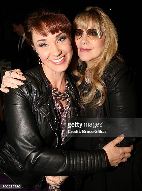 Sierra Boggess and Stevie Nicks pose backstage at the Opening Night of "School of Rock" on Broadway at The Winter Garden Theatre on December 6, 2015...