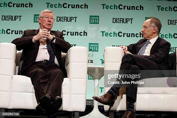 Sir Alex Ferguson in converstaion with Sir Michael Moritz, Co-authors of Leading: Learning from Life and My Years at Manchester United during...
