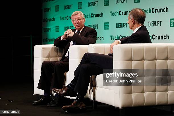 Sir Alex Ferguson in converstaion with Sir Michael Moritz, Co-authors of Leading: Learning from Life and My Years at Manchester United during...