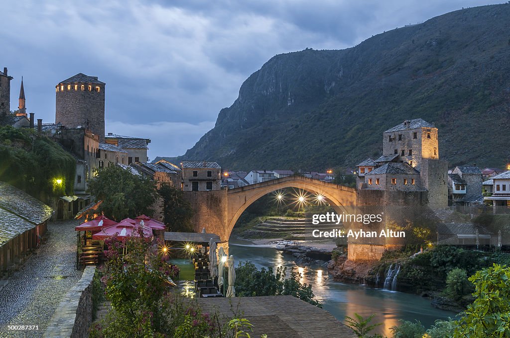 The Old Bridge of Mostar at night