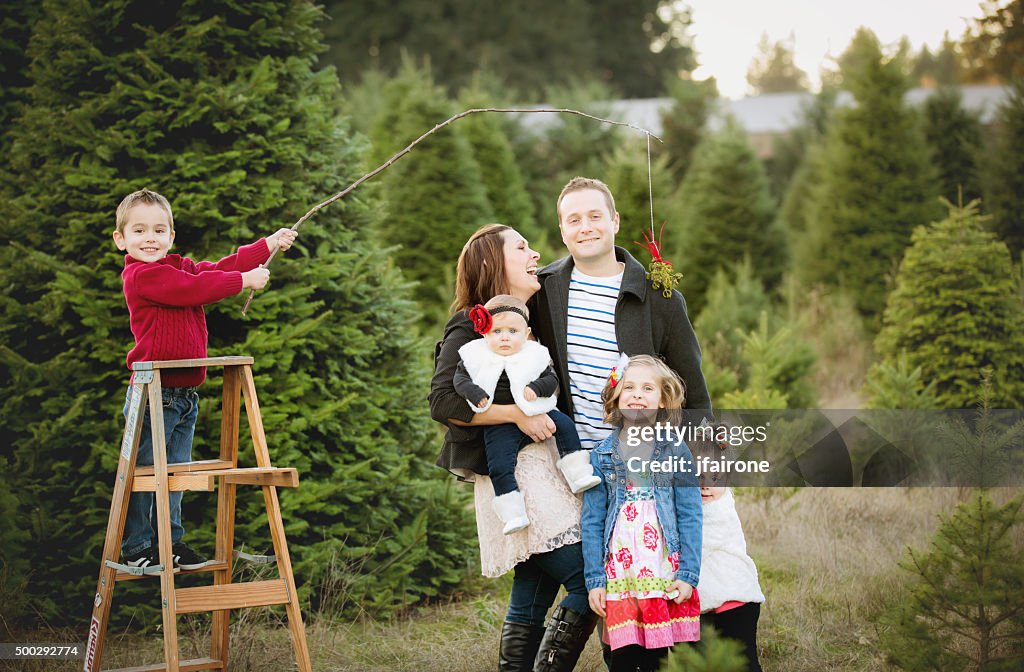 Large Family Christmas Card photo in Christmas Tree Farm .