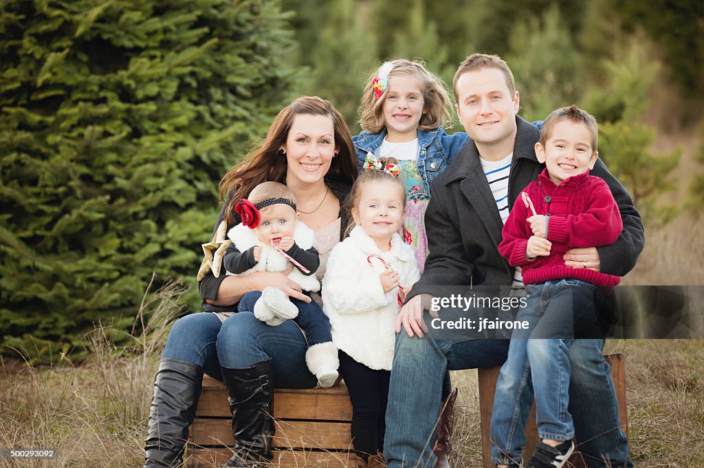 Large Family Christmas Card photo in Christmas Tree Farm .