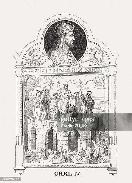 charles iv (1316-1378), holy roman emperor, published in 1876 - charles iv holy roman emperor 1316 1378 stock illustrations