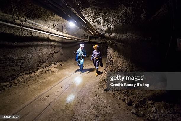 December 2: After taking an elevator down 2000m, Mark Boulay and the Star's Kate Allen walk 1.4kms through Vale Creighton mine en route to the lab.